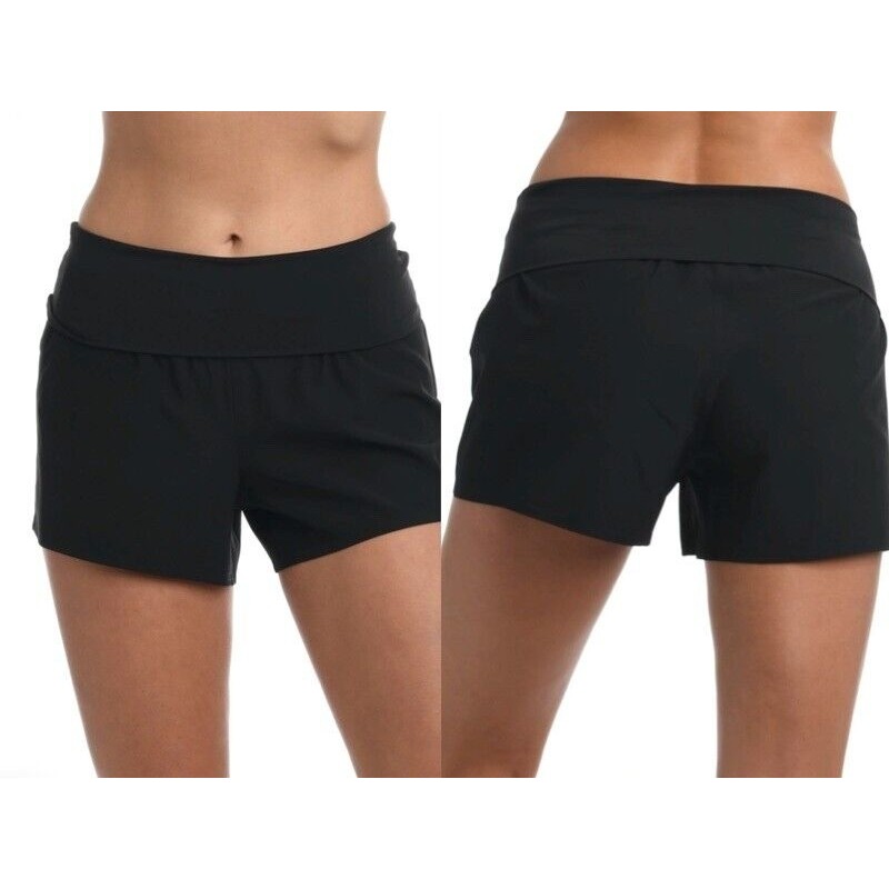 La Blanca Island Goddess Foldover 3" Inseam Board Black Women's Shorts Size Xl